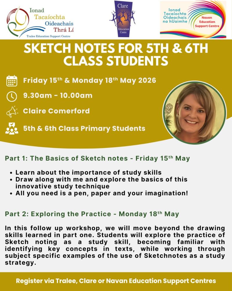 SP26-143 :      Sketch Notes for 5th & 6th Class Students - 2 Part Webinar Series 